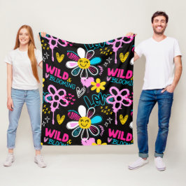 Kleurrijke Smiley Bloem Graffiti Patroon Baby Bijb Fleece Deken