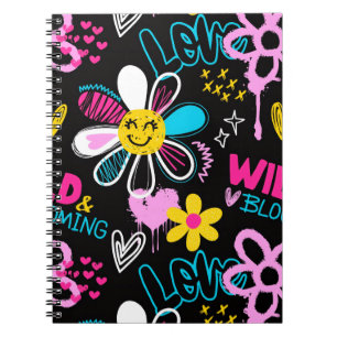 Kleurrijke Smiley Bloem Graffiti Patroon Baby Bijb Notitieboek