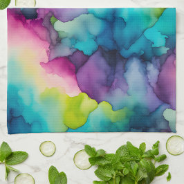 Kleurrijke Smoke Art Keuken Handdoek