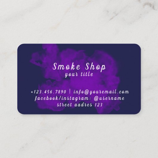 Kleurrijke Smoke Shop Vape Shop Visitekaartje (Achterkant)