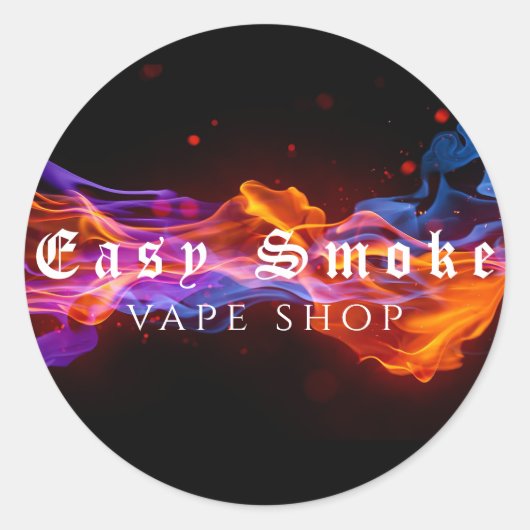Kleurrijke Smoke Vape Shop Business Ronde Sticker (Voorkant)