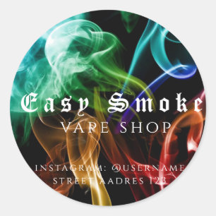 Kleurrijke Smoke Vape Shop Klassieke Ronde Sticker