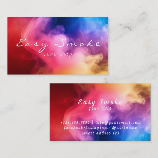 Kleurrijke Smoke Vape Shop Visitekaartje (Voorkant / Achterkant)
