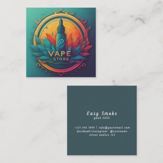 Kleurrijke Smoke Vape Shop Visitekaartje (Voorkant / Achterkant)