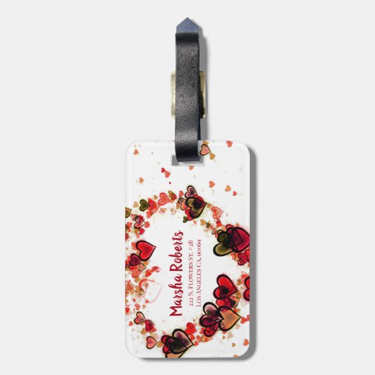 Kleurrijke Smudgy Hearts Bagagelabel (Achterkant verticaal)