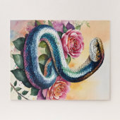 Kleurrijke Snake Floral Waterverf Art Legpuzzel (Horizontaal)