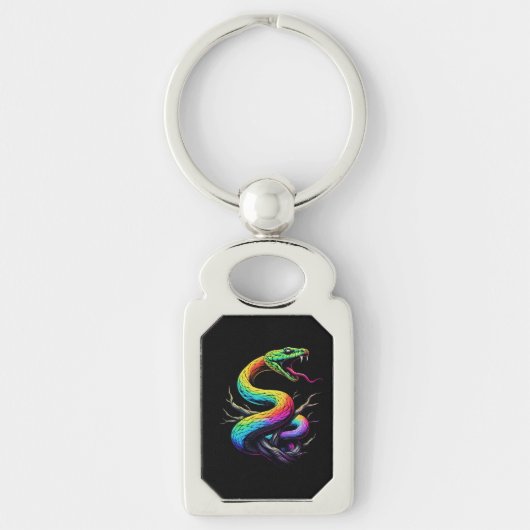 Kleurrijke Snake illustratie Sleutelhanger (Voorkant)