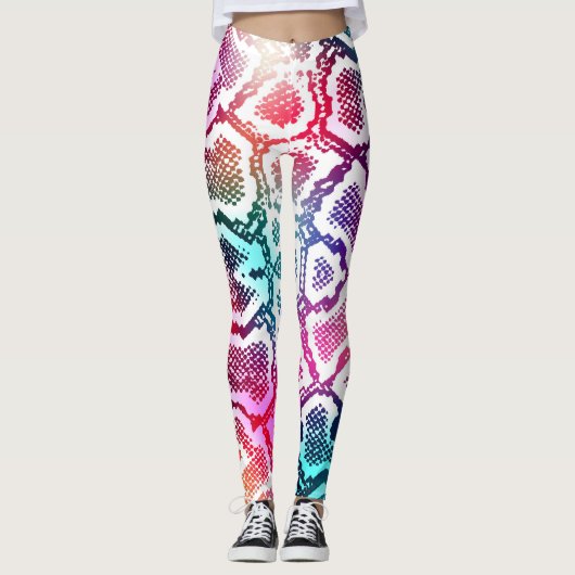 Kleurrijke Snake Skin Texture Pattern. Leggings (Voorkant)