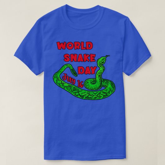 KLEURRIJKE SNAKE WORLD SNAKE DAY JULI T-SHIRT (Design voorkant)
