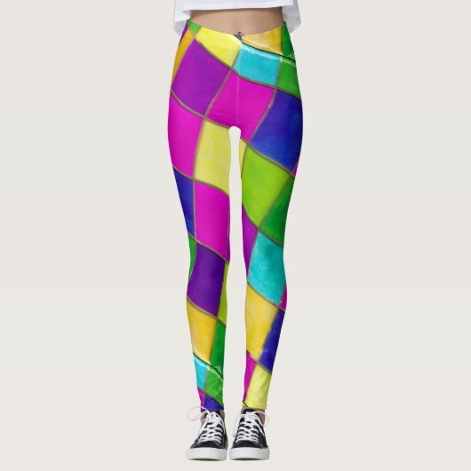 Kleurrijke Snazzy Leggins Stainglass Leggings (Voorkant)