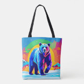 Kleurrijke Sneeuw Beer Art Tote Bag (Achterkant)