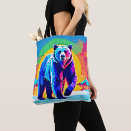 Kleurrijke Sneeuw Beer Art Tote Bag