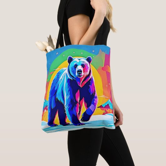 Kleurrijke Sneeuw Beer Art Tote Bag (Dichtbij)