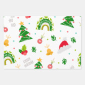 Kleurrijke Sneeuw Wereldbol Sneeuwman Kerstpatroon Inpakpapier Vel (Voorkant 2)