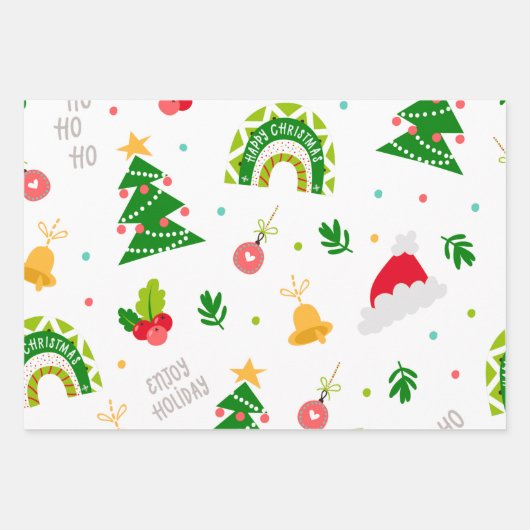 Kleurrijke Sneeuw Wereldbol Sneeuwman Kerstpatroon Inpakpapier Vel (Voorkant 2)