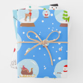 Kleurrijke Sneeuw Wereldbol Sneeuwman Kerstpatroon Inpakpapier Vel (In situ)