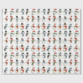 Kleurrijke Sneeuwman Kerstmis Cadeaupapier (Vlak)