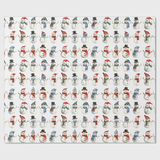 Kleurrijke Sneeuwman Kerstmis Cadeaupapier (Vlak)