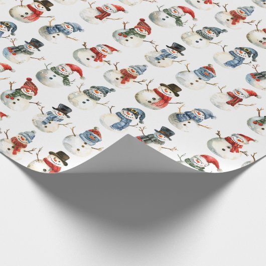 Kleurrijke Sneeuwman Kerstmis Cadeaupapier (Hoek)