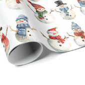 Kleurrijke Sneeuwman Kerstmis Cadeaupapier (Rol Hoek)