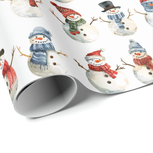 Kleurrijke Sneeuwman Kerstmis Cadeaupapier (Rol Hoek)