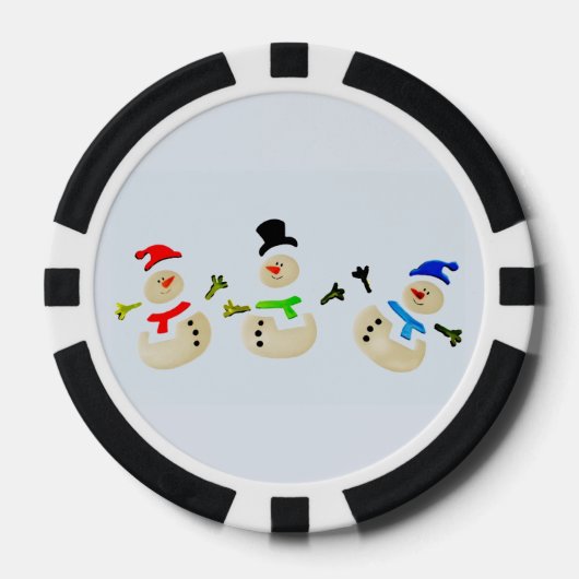 Kleurrijke Sneeuwman Kerstparade Poker Chips (Voorkant)