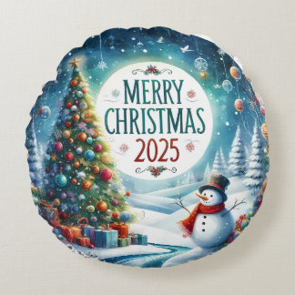 Kleurrijke Sneeuwman & Kerstversiering Kerkers Kus Rond Kussen