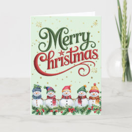 Kleurrijke sneeuwpoppen feestdagen kaart