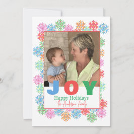 Kleurrijke sneeuwvlok foto vakantie Kaart