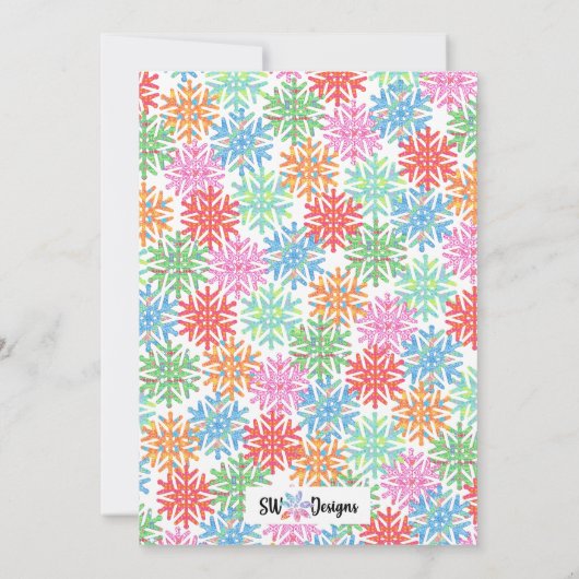 Kleurrijke sneeuwvlok foto vakantie Kaart (Achterkant)