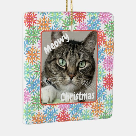 Kleurrijke Sneeuwvlok Kat Afbeelding Ornament (Rechts)