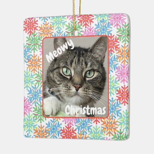 Kleurrijke Sneeuwvlok Kat Afbeelding Ornament (Links)
