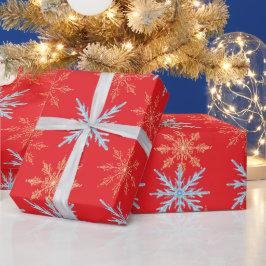 Kleurrijke Sneeuwvlok Kerst Inpakpapier - Rood,