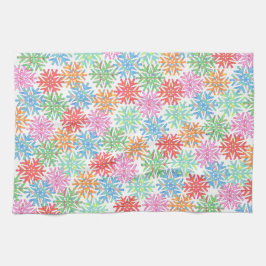 Kleurrijke sneeuwvlok keukenhanddoek