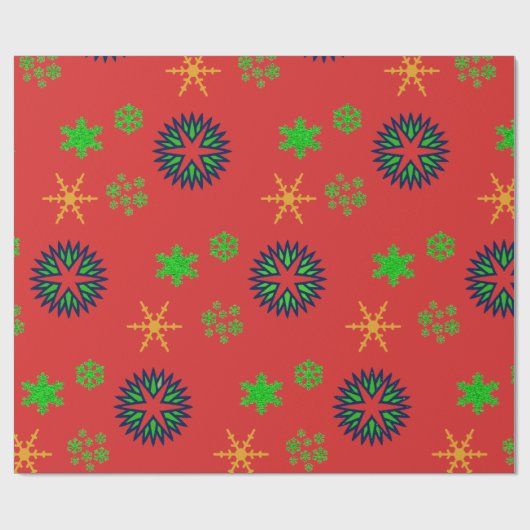 Kleurrijke sneeuwvlokken - cadeaupapier (Vlak)