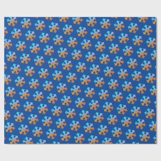 Kleurrijke sneeuwvlokken cadeaupapier (Vlak)