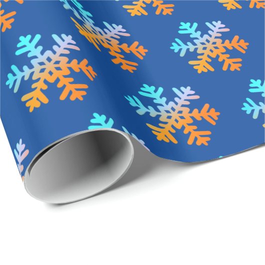 Kleurrijke sneeuwvlokken cadeaupapier (Rol Hoek)