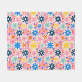 Kleurrijke sneeuwvlokken op roze vakantiepatroon fleece deken (Voorkant (Horizontaal))