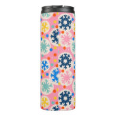 Kleurrijke sneeuwvlokken op roze vakantiepatroon thermosbeker (Achterkant)