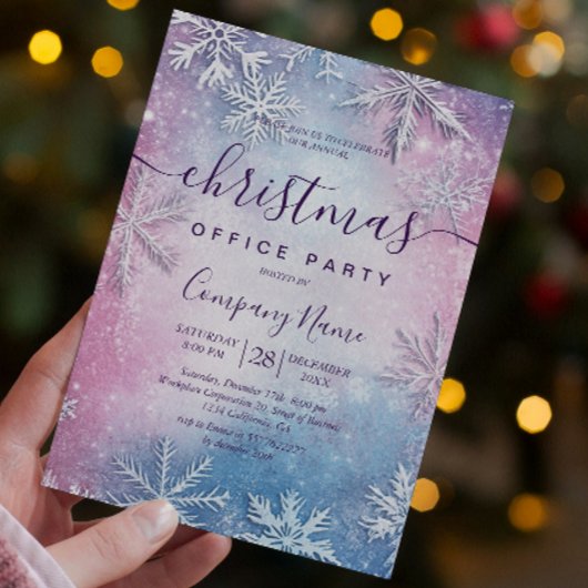 Kleurrijke Sneeuwvlokken Vakantie Kantoor Party Kaart