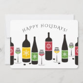 Kleurrijke sneeuwvlokken wijnglazen kerstkaart (Voorkant)