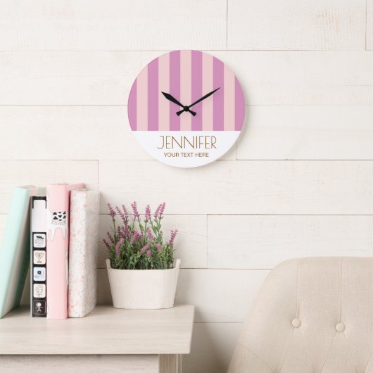 Kleurrijke Snoep Lavendel Purle Kleur Modern Strip Grote Klok (Leeskamer)