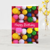 Kleurrijke snoep regenboog Gum Balls verjaardag Kaart (Gele Bloem)