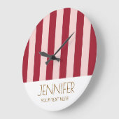 Kleurrijke Snoep Retro Rood Kleur Modern Stripes Grote Klok (Hoek)