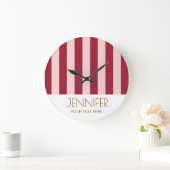 Kleurrijke Snoep Retro Rood Kleur Modern Stripes Grote Klok (Huis)