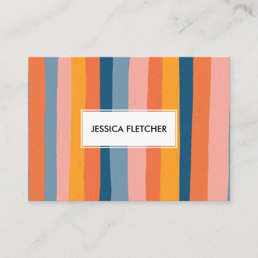 Kleurrijke Snoep Stripes Minimale grafische kaart  Visitekaartje (Voorkant)