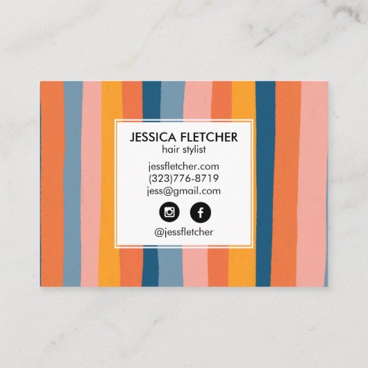 Kleurrijke Snoep Stripes Minimale grafische kaart  Visitekaartje (Achterkant)