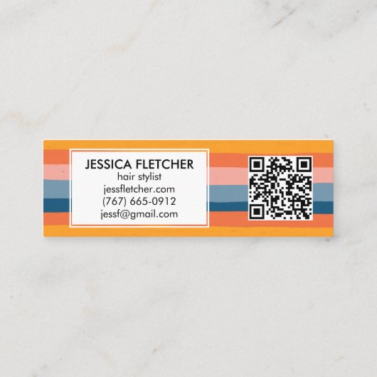 Kleurrijke Snoep Stripes Minimale grafische QR-cod Mini Visitekaartje (Achterkant)