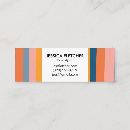 Kleurrijke Snoep Stripes Minimale Koel Mini Visitekaartje (Achterkant)