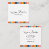 Kleurrijke Snoep Stripes Minimale Koel Vierkante Visitekaartje (Voorkant / Achterkant)